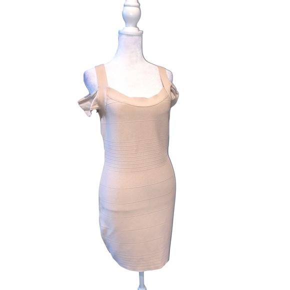 Guess Bandage Mini Body-con Cocktail Dress Nude Size Large - Picture 5 of 13